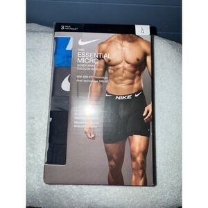 Nike Essential Micro Boxer Brief 3 Pack Men Large Black Grey Blue Dri-Fit